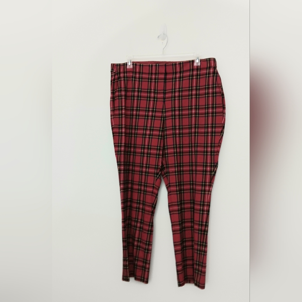 J. Crew Pants Women's Size 18T Red Tartan Plaid Ankle Pants Christmas Pre-owned